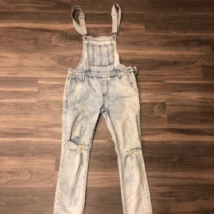 Distressed Black Orchid Denim Overalls